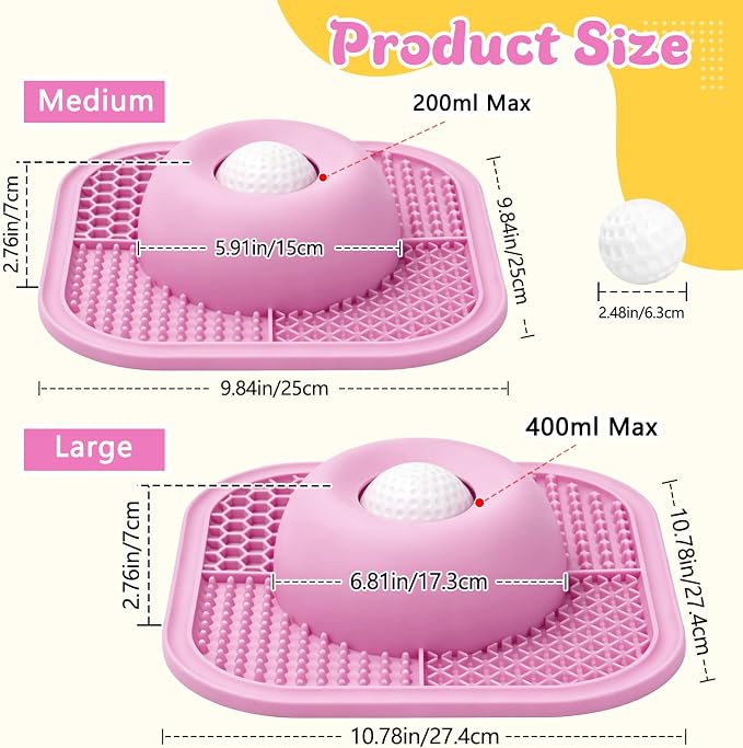 Slow Feeder Dog Bowls & Lick Mat for Liquid and Thick Treat, Anti-Slip Dog Lick Bowl with Interactive Rolling Ball, 5/6 Cup Pup Licking Toy for Large Medium Small Dogs and Cats-Large Pink - Image 7