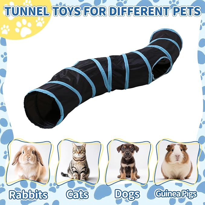 Pet Cat Tunnel, S-Shaped Tunnels for Indoor Cats, Collapsible Pet Tunnel for Kitten, Puppy, Rabbit, 25cm-Wide Tunnels, Durable & Breathable, with Peek Hole Toy Ball - Image 2