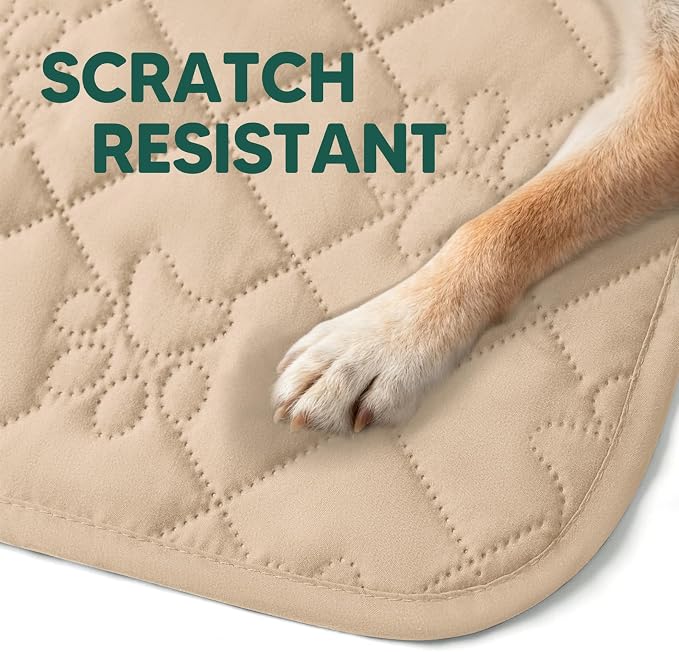 PAWFINITY Waterproof Couch Covers for Dogs, Pet Blanket for Sofa Washable | Paw Print Quilted, Hair Resistant, Anti Cat Scratch, Pee Proof Furniture Protector for 3 Seat Sofa and Bed, 30x80 Inch, Beige - Image 9