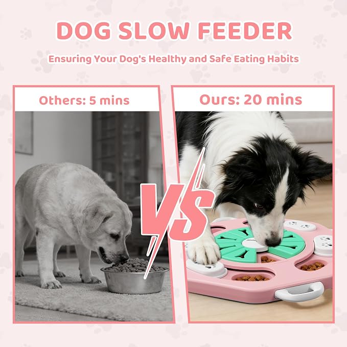 Dog Puzzle Toy for Smart Dogs, Interactive Dog Enrichment Toys,Level2(Pink) | For Small, Medium Dogs and Cats, Treat Dispensing, Mental Stimulation, to Keep Them Busy, Slow Feeder, IQ Training, Anti-slip - Image 5