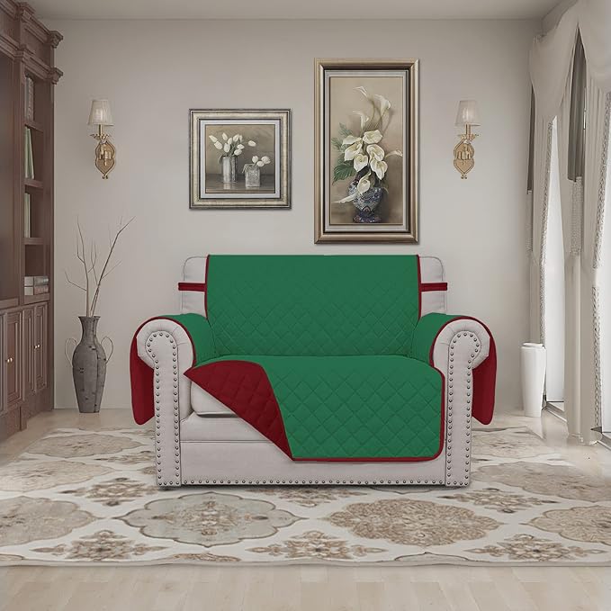 Easy-Going Reversible Couch Cover, Oversized Chair, Green/Christmas Red | Machine Washable Slipcover For Dogs, Water Resistant Furniture Mat For Living Room, Non-Slip Sofa Cover, Pet Friendly - Image 2