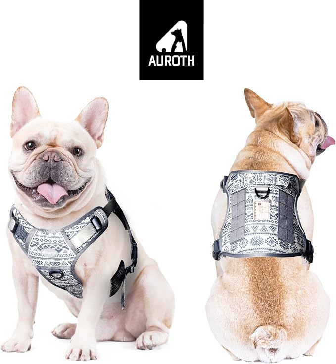 AUROTH Dog Harness for Small Medium Dogs, Tactical No Pull Dog Vest | No Choke, Heavy Duty, Reflective, Military K9, Adjustable, Handle, Easy Control for Walking, Army yellow, Small - Image 2