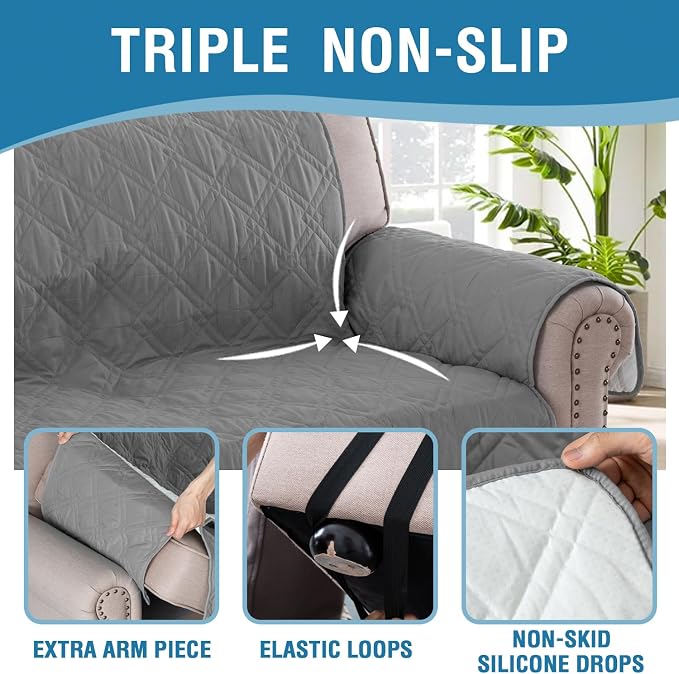H.VERSAILTEX Chair Sofa Slipcover 100% Waterproof Couch Cover Furniture Protector Cover with Elastic Straps for Pets Kids Children Dog Cat(Chair, Dove Grey) - Image 5