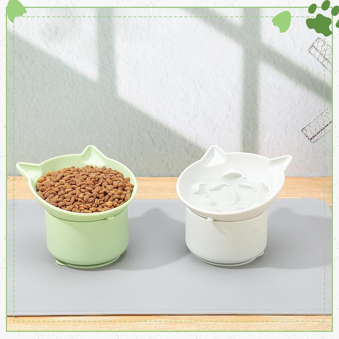 2Pack Slow Feeder Cat Bowls Silicone Tilted Raised Pet Bowl | Non Slip Base for Digestion Anti Vomit - Image 8
