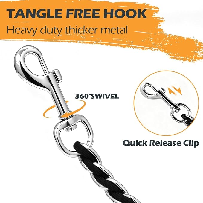 S-ETOVUS-Chain Dog Leash, Bite-Proof Metal Leash, with Padded Handle | Three Sizes 7.25FT/5.2FT/4FT, Woven From Nylon Rope And Chain, Durable And Bite-Resistant, Comfortable With Padded Handles - Image 4
