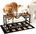 ADENGL Triple Elevated Dog Bowls Stand for Multiple Dogs, 3 Height Adjustable Raised Dog Bowl Stand with 3 Stainless Steel 1700ml(58oz) Bowls & Wood Tray & Mat by ADENGL