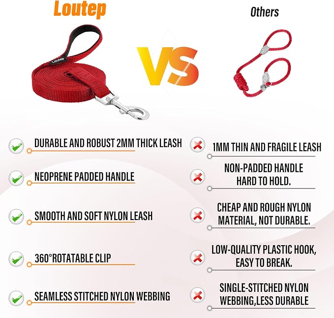 Long Line Dog Training Leash with Padded Handle, 100 ft, Red | Durable nylon webbing with reinforced stitching and 360° swivel clip for recall and obedience - Image 6