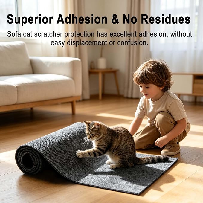 Tfwadmx 2Pcs 39.3" x 15.8" Cat Scratch Couch Furniture Protector, Trimmable Self-Adhesive Cats Scratching Pads, DIY Climing Scratch Mat Furniture Couch Protector from Cat Claws Scratching (Dark Gray) - Image 3