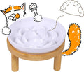 Slow Feeder Bowl, 6.3″ Elevated Cat Bowl with Stand, Melamine Wide Shallow Food Bowl, Whisker-Friendly Raised Plate, Wet Food Feeder for Slow Eating (White) by FullCharm