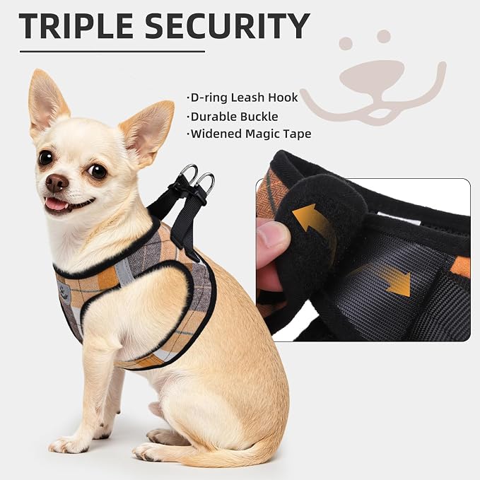 PUPTECK Dog Harness, Collar and Leash Set No Pull for Small Medium Sized | Plaid Puppy Step-in Escape Proof Reflective No Choke Pet Cat Adjustable Walking Vest - Image 5