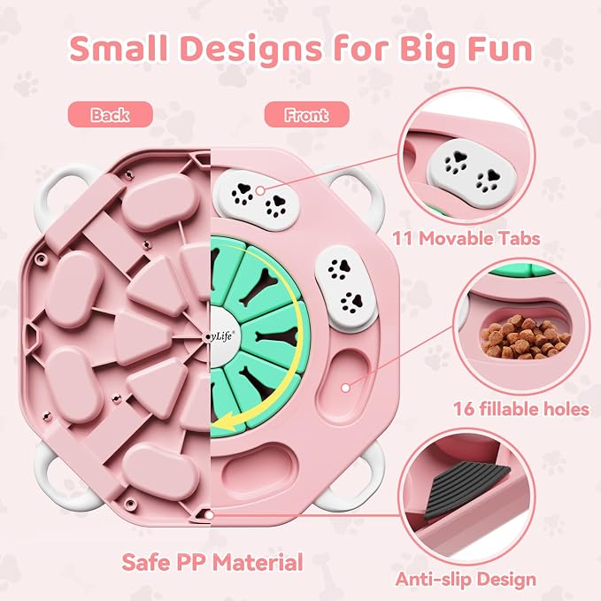 Dog Puzzle Toy for Smart Dogs, Interactive Dog Enrichment Toys,Level1(Pink) | For Small, Medium Dogs and Cats, Treat Dispensing, Mental Stimulation, to Keep Them Busy, Slow Feeder, IQ Training, Anti-slip - Image 3