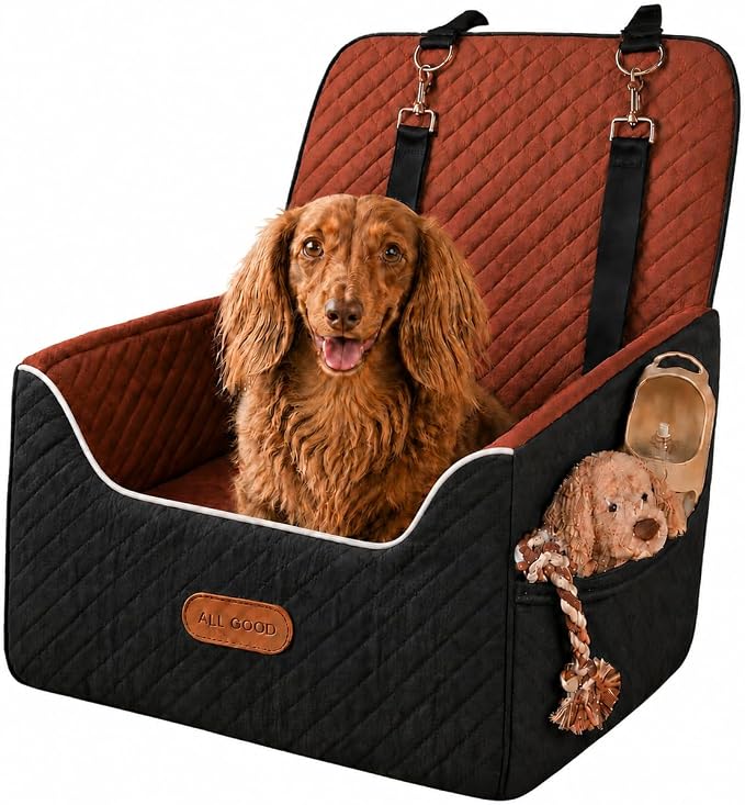 ALL GOOD PET SUPPLIES Dog Car Seat for Small/Medium Dogs Under 35lbs | Soft Memory Foam Booster Car Seat with Detachable Washable Cover and Elevated Cushion, Puppy Dog Car Bed - Image 2