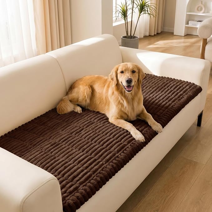 Pet Couch Cover for Sofa Couch Covers for Dogs, Non Slip & Pet Friendly | Non-Slip Backing, Machine Washable, Pet Friendly, Pet Hair & Scratch Protection, Sofa Cushion Protector(Brown, 27.6" x 82.7") by WeavingComfortHome
