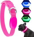 Light Up Dog Collar, Rechargeable USB Collar, Waterproof, Luminous LED Collar, Adjustable, Super Bright, Night Walking for Small Medium Large Dogs, Pink, S by KOSKILL