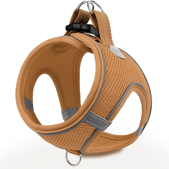 Joytale Step-in Dog Harness, Soft Breathable Mesh, Brown XXXS | Adjustable Fit for Small Dogs, Easy Step-in with Secure Fastener, Even Chest Pressure, Reflective For Night Safety, Washable by Joytale