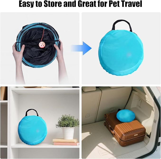 Bemodst Cat Tunnel for Indoor Cats, 5 Way Cat Tubes and Tunnels Collapsible S-Shape Small Animal Tubes Kitty Tunnels Interactive Maze Cat Toy for Kitten Rabbit Ferret - 5 Way - Image 7