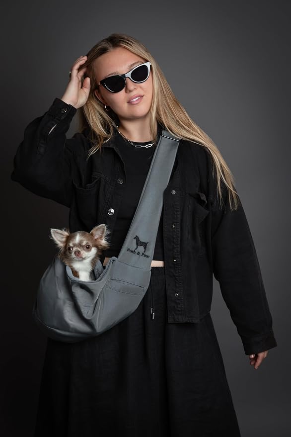 Noah & Paw Dog Sling Carrier for Small Dogs 3-10lb, Dog Sling for Small Dogs and Cats, Dog Carrier with Adjustable Padded Strap, Premium Twill, Lined with Fur, Double Safety Feature, Machine Washable - Image 7