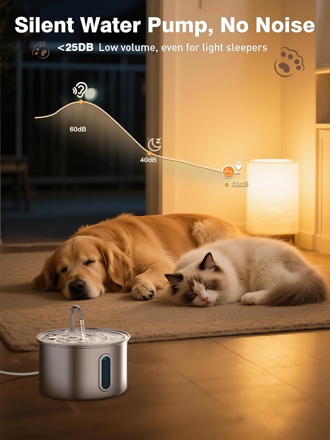 Cat Water Fountain Water Pump, Ultra Quiet Replacement Pump for Cat Water Fountain, Low Voltage DC 5V Submersible Pump with LED Light - Image 2