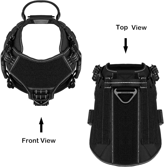 ICEFANG Tactical Dog Harness for Medium Dogs,Reflective No Pull Dog Vest | with Control Handle,Adjustable,Front Hook,2 Leash Clips,Soft Padded,MOLLE Panel,Black,Medium - Image 3
