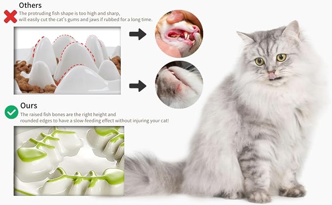 Ceramic Elevated Slow Feeder Cat Bowl, Anti Vomit, Removable Dish, Green | Removable Ceramic Bowl Elevated Anti Vomit Whisker-Friendly Wet & Dry Food Green Glazed Finish - Image 5