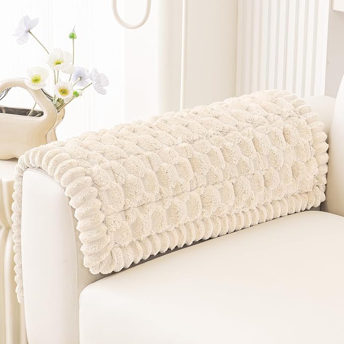 Smiry Non Slip Couch Covers for Dogs, Scratch Resistant Pet Sofa Protector | Machine Washable Soft Fuzzy Thick Furniture Cover for Sofa Loveseat Sectional Large Dogs, Cream, 27.6" x 27.6" by Smiry