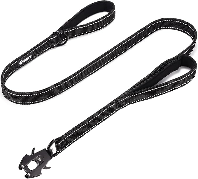 GEIT 2 Padded Handles Heavy Duty Dog Leash for Small Medium and Large Dogs | 4/5/6FT Reflective Dog Leashes with Aluminum Quick Release/Locking Tactical Frog Clip,Comfortable Traffic Handle by GEIT