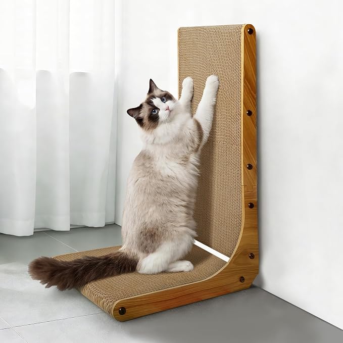Cat Scratcher, L-Shaped Cat Scratching Pad, 23 Inch, Small | Recyclable Cardboard for Vertical or Horizontal Scratching, Ideal for Indoor Cats and Helps Protect Furniture, Durable Use - Image 5