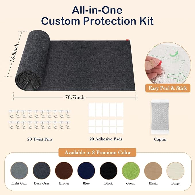 Cat Scratch Furniture Couch Corner Protector from Cat Claws, 78.7x15.8 Inch | Cat Wall Scratcher Mat with Catnip, Adhesive Cat Scratching Pads Renew Cat Stuff Sofa Tree Scratching Post Board Bed Tower - Image 2