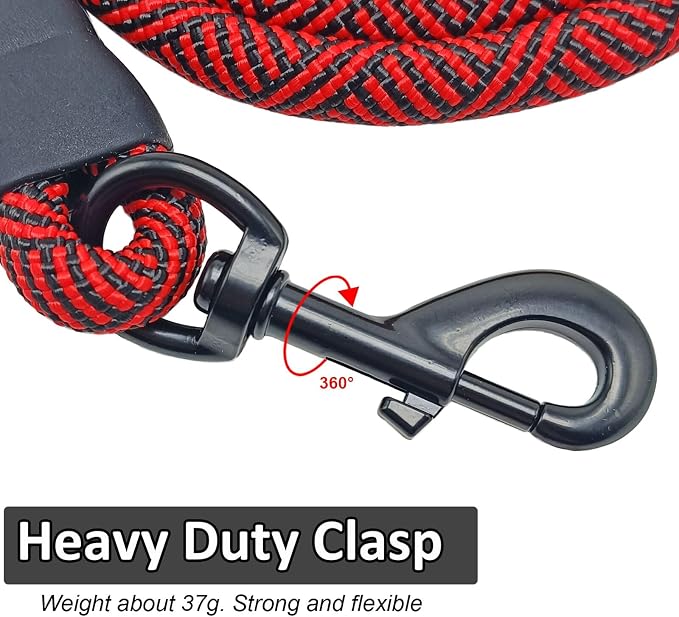 MayPaw 6ft Rope Dog Leash for Large Medium Dogs Soft Handle Dog Lead | 1/2-In Thick Lead, Soft Padded Handle Strong Nylon Pet Leash, 14+ Colors (1/2" * 6', Red Black) - Image 2