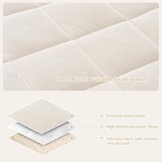 Couch Covers for Dogs, Pet Couch Covers for Loveseat, Couchs Protector for Dogs, Sofa Cover for Pets Washable, Dog Cover for Couch, Velvet Couchs Protector for Pets(1PC,Beige White,27.6"×59") - Image 2