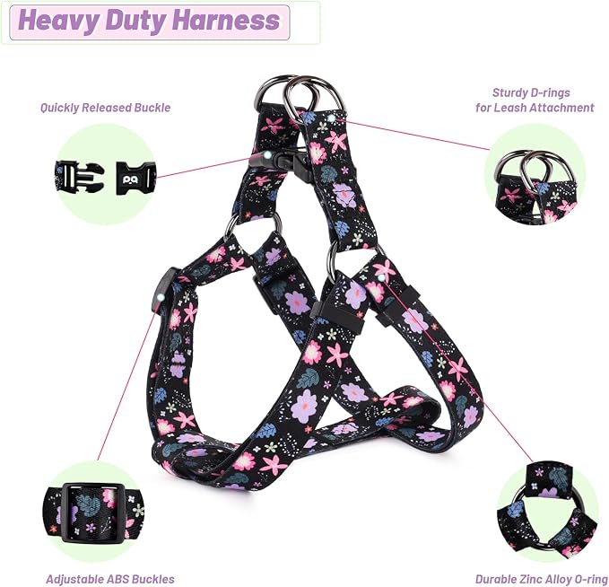 Dog Harness Leash Set Adjustable Heavy Duty No Pull Halter Harnesses for Small Medium Large Breed Dogs Back Clip Anti-Twist Perfect for Walking - Image 3