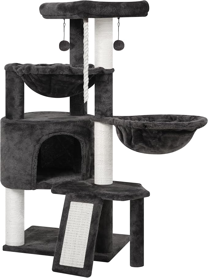 Xin Three Layer Cat Tree with Cat Condo and Two Hammocks,Darkgray … - Image 7
