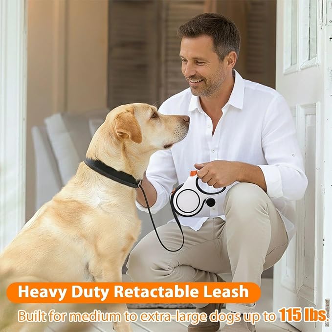 26FT Retractable Dog Leash for Medium & Large Dogs Up to 115 lbs, Heavy Duty Anti-Tangle Tape Leash with Quick Brake Lock, Comfortable Non-Slip Handle for Walking, Running & Training - Image 2