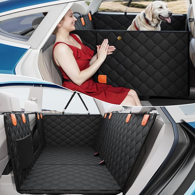 PETICON Convertible Backseat Extender for Dogs, Hard Bottom Dog Seat Cover | Converts to Passenger Mode, 3 Rigid Panels, 400lbs, Waterproof Scratchproof 600D Oxford, Non-slip, Fits Cars/Trucks/SUVs by PETICON