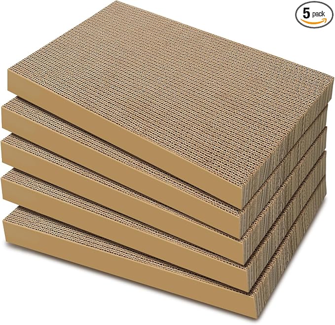 Cat Scratcher 5-Pack Refills, Large Cardboard Pads for Indoor Cats | Recyclable Corrugated Cardboard Pads, Ideal for Daily Scratching and Furniture Protection, Premium Scratch Pad for Kittens by AGYM