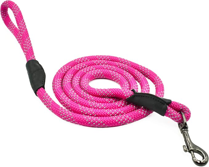 Max and Neo Rope Leash Reflective 6 Foot - We Donate a Leash to a Dog Rescue for Every Leash Sold (6 FT x 1/2", Pink) by MaxandNeo