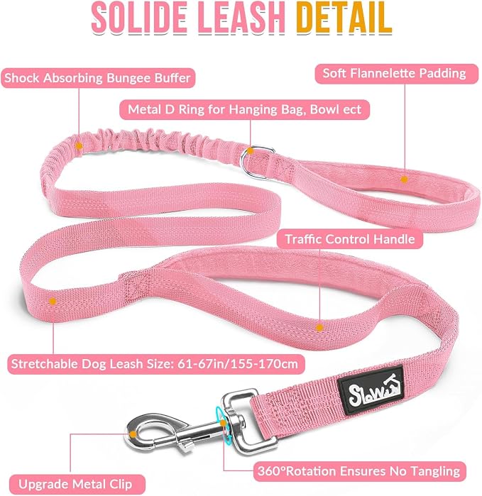 SlowTon No Pull Dog Harness with Front Clip - Heavy Duty, Soft Padded | Neck & Chest Adjustable, Tactical Pet Vest and Leash Set for Large Medium Sized Dogs, for Easy Walk & Training, Pink L - Image 4