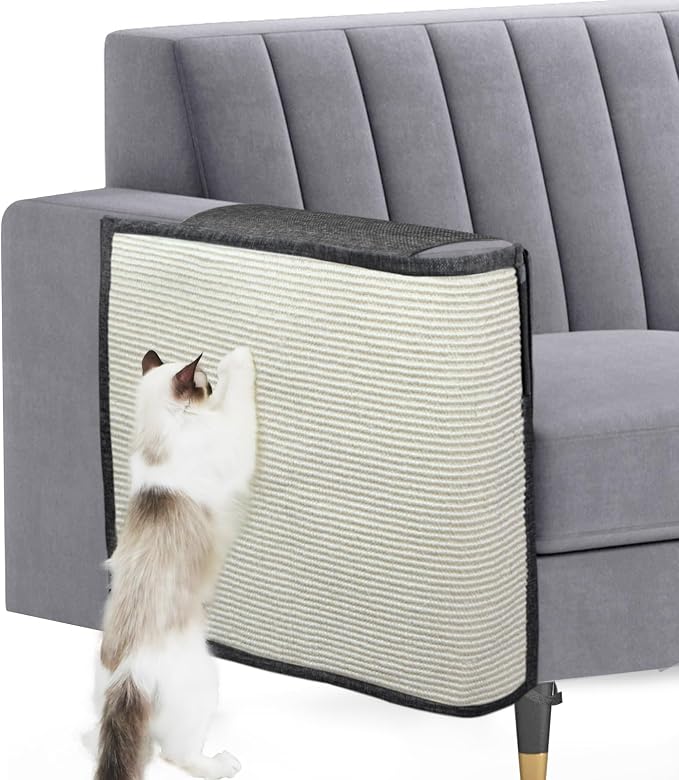 Upgraded Cat Scratch Furniture Couch Protector with 27.6’‘L*19.6’‘W Natural Sisal for Protecting Large Area Couch Sofa Chair,Couch Corner Cat Scratcher(Dark Grey/Right Handed) by Oroonoko