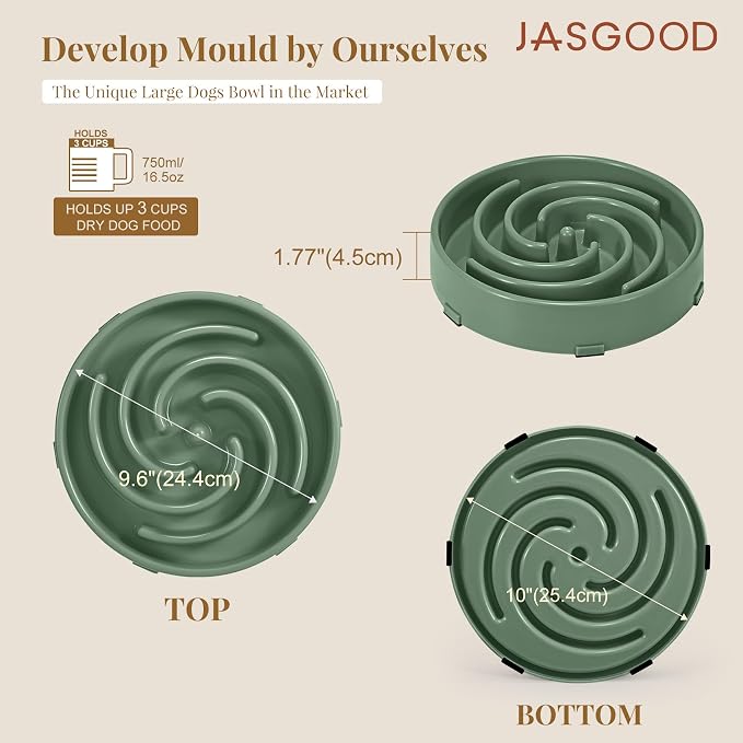 JASGOOD Slow Feeder Dogs Bowl for Large Medium Dogs,Anti-Gulping Pet Slower Food Feeding Bowls - Image 7