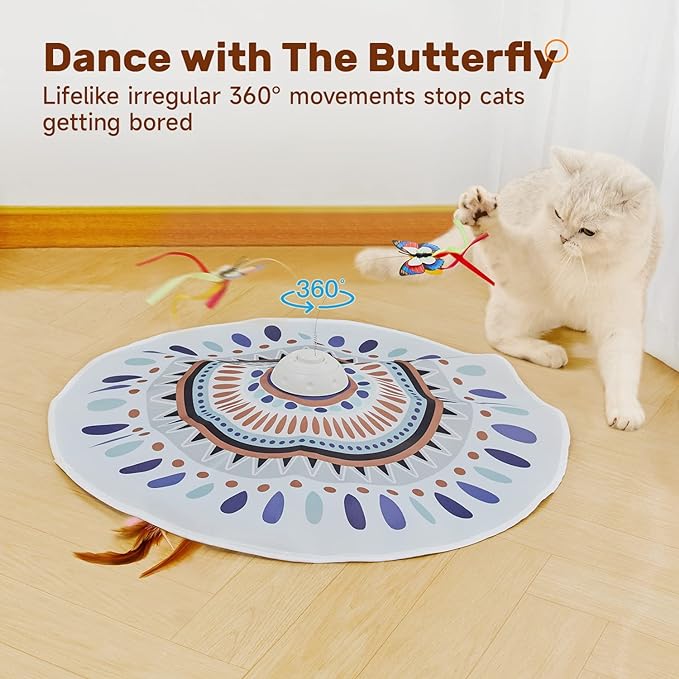 Potaroma Cat Toys Chargeable, 3in1 Hide and Seek for Kittens, Interactive Automatic Play, Fluttering Butterfly, Moving Wand Feather, Indoor Kitty Exercise 22.8 Inch Cover for All Breeds | Automatic Play, Fluttering Butterfly, Moving Wand Feather, Indoo... - Image 4