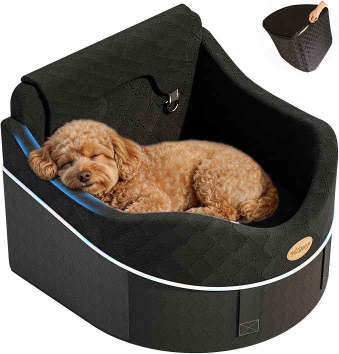 【Master Crafted for Medium Dogs】 PetDance Dog Car Seat with Anti-Tip Design | Cooling Cushion Dog Car Bed for Medium & Small Dogs Up to 40 lbs, 30% Extra Spacious, Anti-Slip Base, Premium Matte Black - Image 8