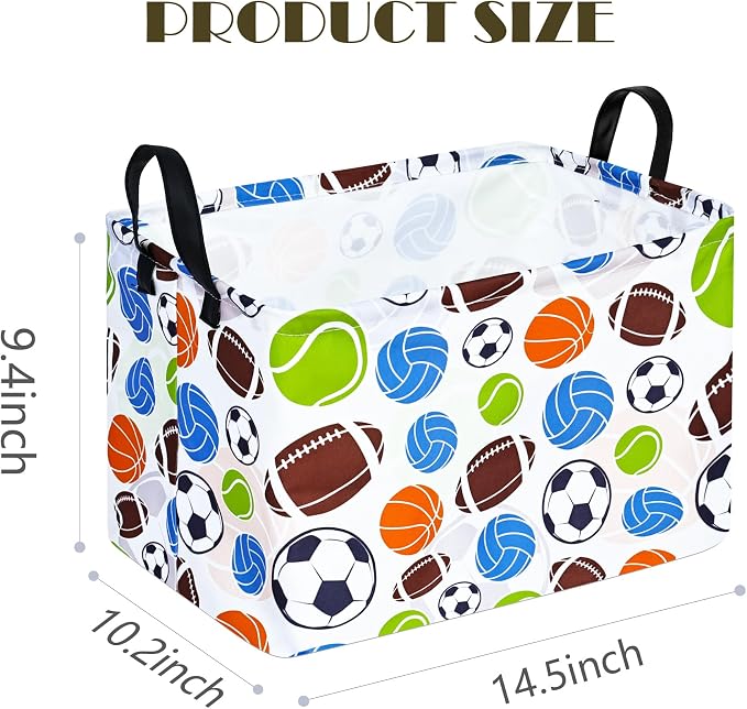 Football Storage Basket Empty, Waterproof Football Storage Bins Organizer, Foldable Closet Shelf Baskets with Handles for Home Office Dorm Closet Shelf - Image 2