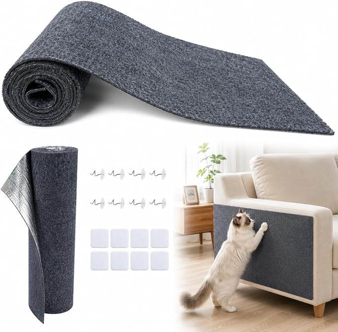24"X12" Cat Scratch Furniture Protector, Anti Scratch Couch Protector from Cat Claws, Self-Adhesive Cat Scratching Pads, DIY Couch Cat Scratcher for Corner Sofa Wall & Door (Gray) by Unknown
