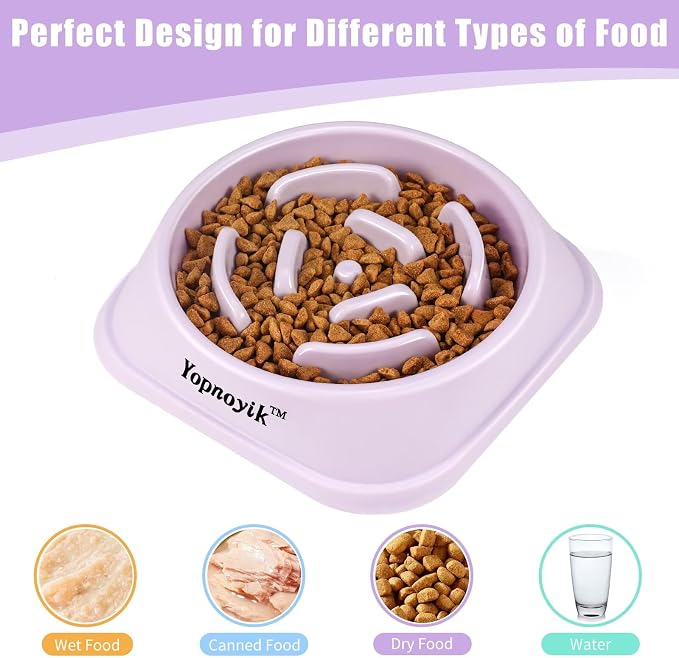 2 Pack Slow Feeder Dog Bowls for Medium Dogs & Cats | Non-Slip Base, Anti-Choking Design, Reduces Bloating & Overeating, Easy to Clean, 1.5-2 Cups - Image 4
