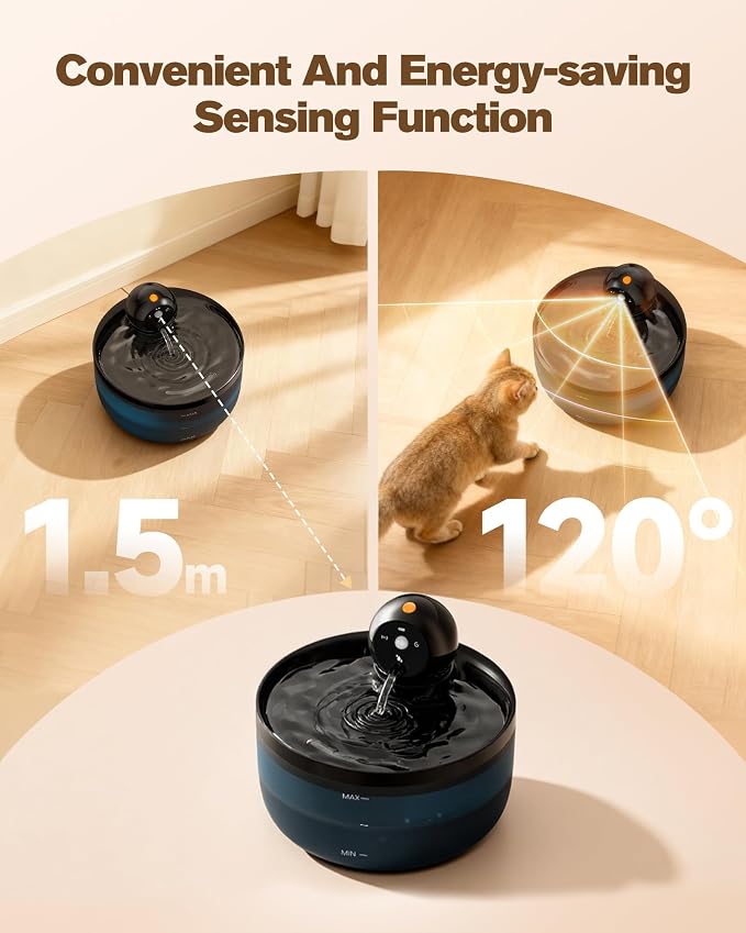 Battery Operated Cat Water Fountain: GOOIFUN Cat Fountain with 6 Filters + 3 Sponges - 88oz/2.6L Cats Water Bowl Dispenser- Silent Pet Water Fountain for Cats Inside - Kitty Drinking Fountains - Image 3