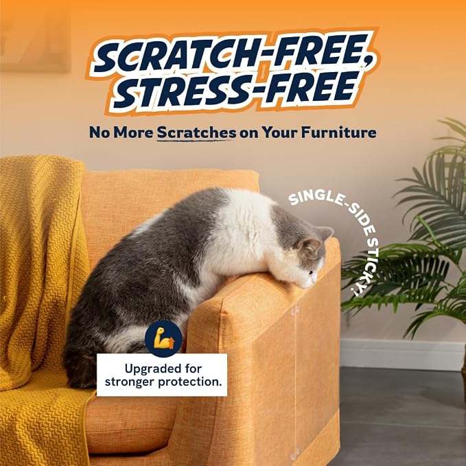 Panther Armor Furniture Protector, 8-Pack, Heavy Duty Anti-Scratch Cat Couch Protector, Transparent | Solid barrier shield, not a sticky deterrent. Couch protector from cat claws. 4 XL plus 4 large sheets, removable - Image 2