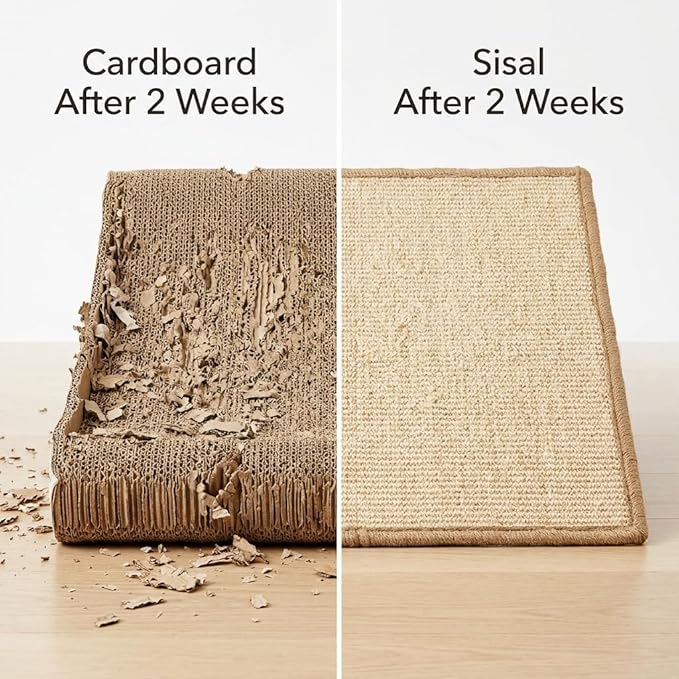 2 Pack Cat Scratcher Mat, Sisal, Jute Border, Sofa Protector, 23.6x15.7in | pingping-go, Anti-Slip Latex Base, Floor Protector, Wall Mountable, Indoor & Outdoor, Beige - Image 2