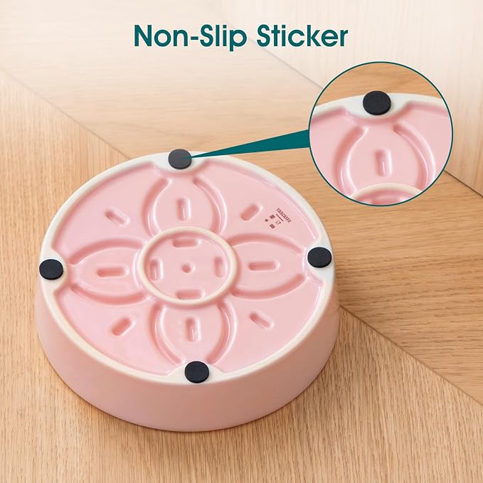vancasso Ceramic Slow Feeder Dog Bowls, Puzzle Dog Food Bowls with Floral Maze, Anti -Slip Pet Food Dish for Small Breed, 0.6 Cups, Pink - Image 6