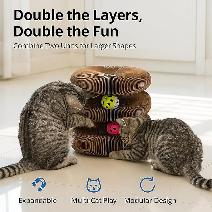 Interactive Cat Toy, Kitty Curls Cat Scratcher, Twisty Paws Cat Scratching Post, Kitty Kurls Magic Organ Cat Scratch Pad with Ball Toy for Indoor Cats, Kitty kurlz Modern Cat Scratching Board - Image 2