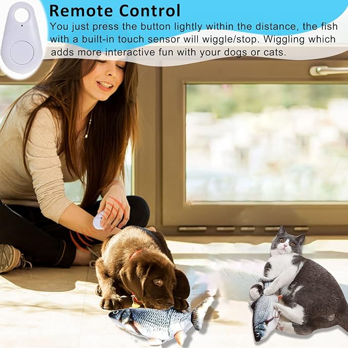 Tocirelo Remote Control Cat Toy - Interactive Catnip Toys for Indoor Cats | 11" Realistic Electric Flopping Fish Kiten Kicker Toy, Automatic Moving Floppy Fish for Bored Kitten and Small Dogs - Image 2